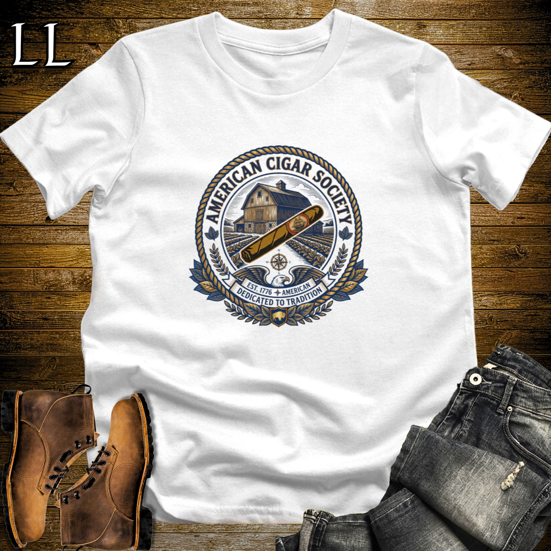American Cigar Society T-Shirt White | Patriotic Cigar Gift Tee