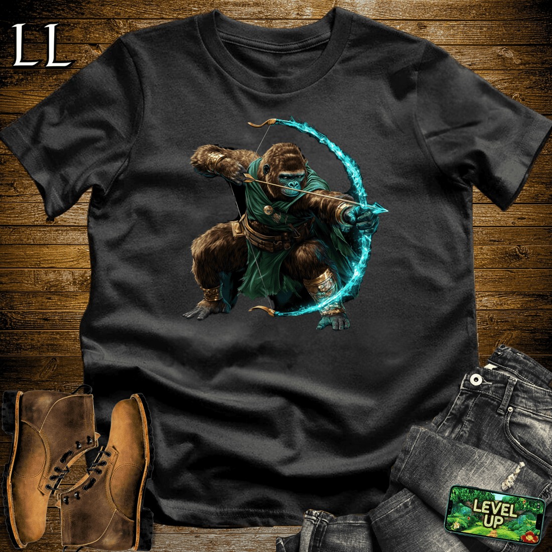 Ancient Bow Gorilla Softstyle Tee Black | Warrior Graphic Tee
