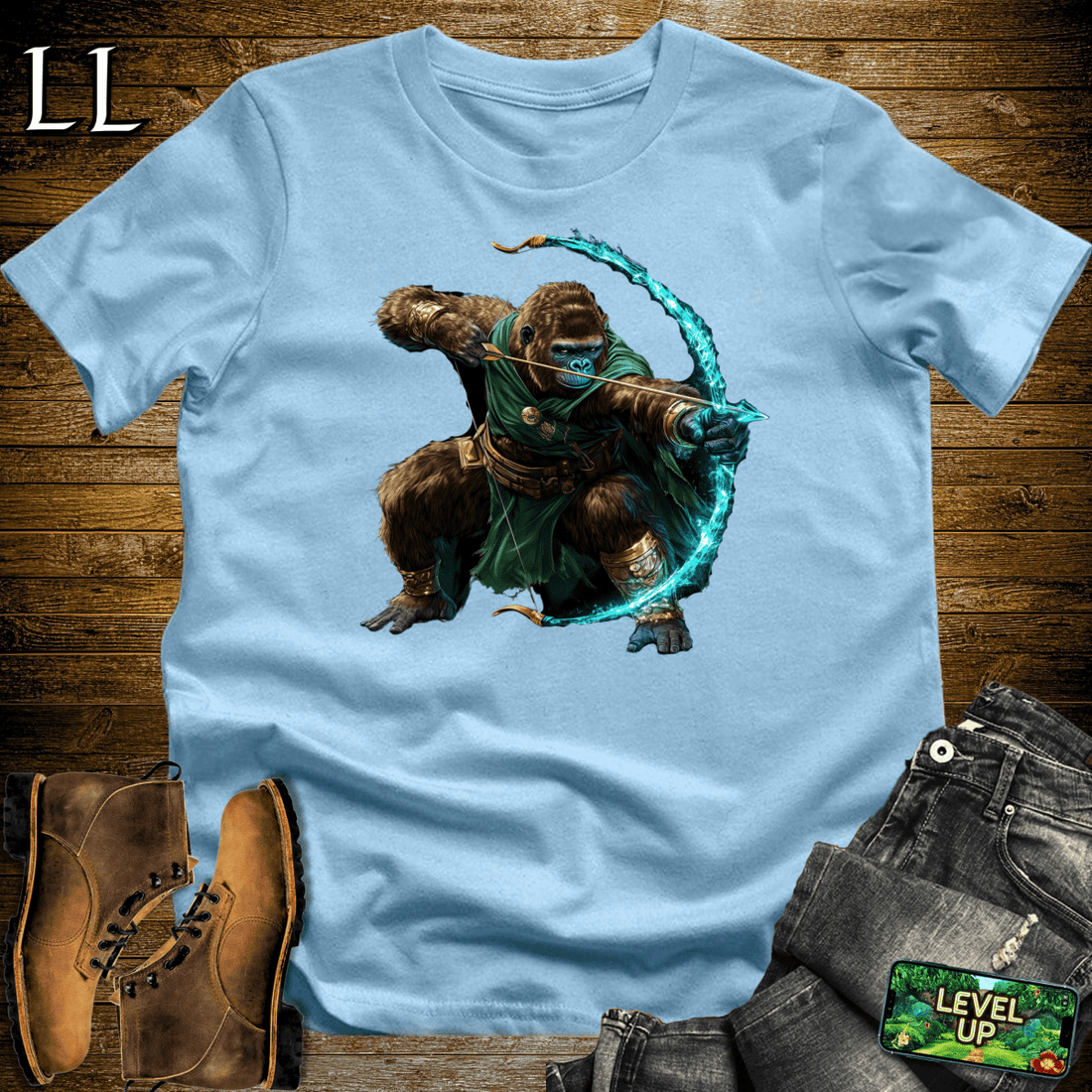 Ancient Bow Gorilla Softstyle Tee Light Blue | Warrior Graphic Tee
