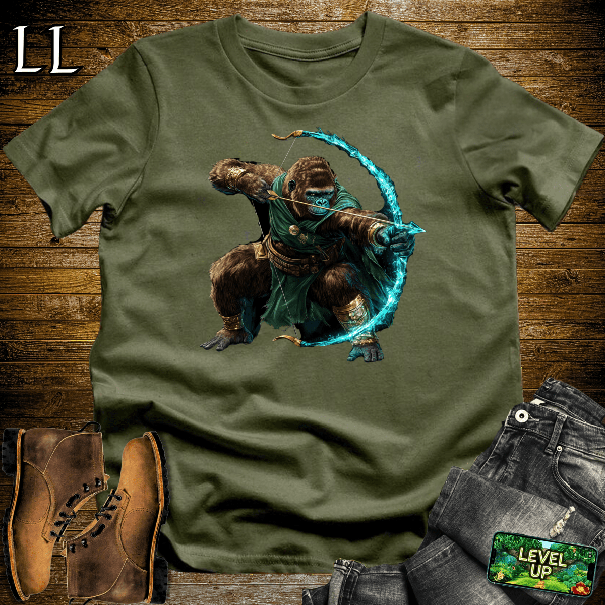Ancient Bow Gorilla Softstyle Tee - Military Green - LegacyLayers