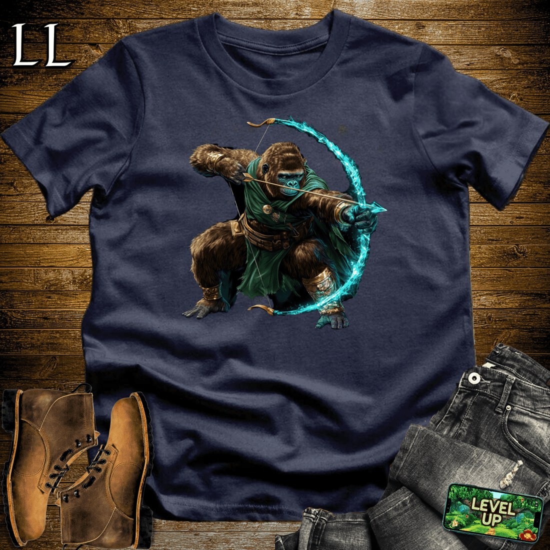 Ancient Bow Gorilla Softstyle Tee Navy | Warrior Graphic Tee