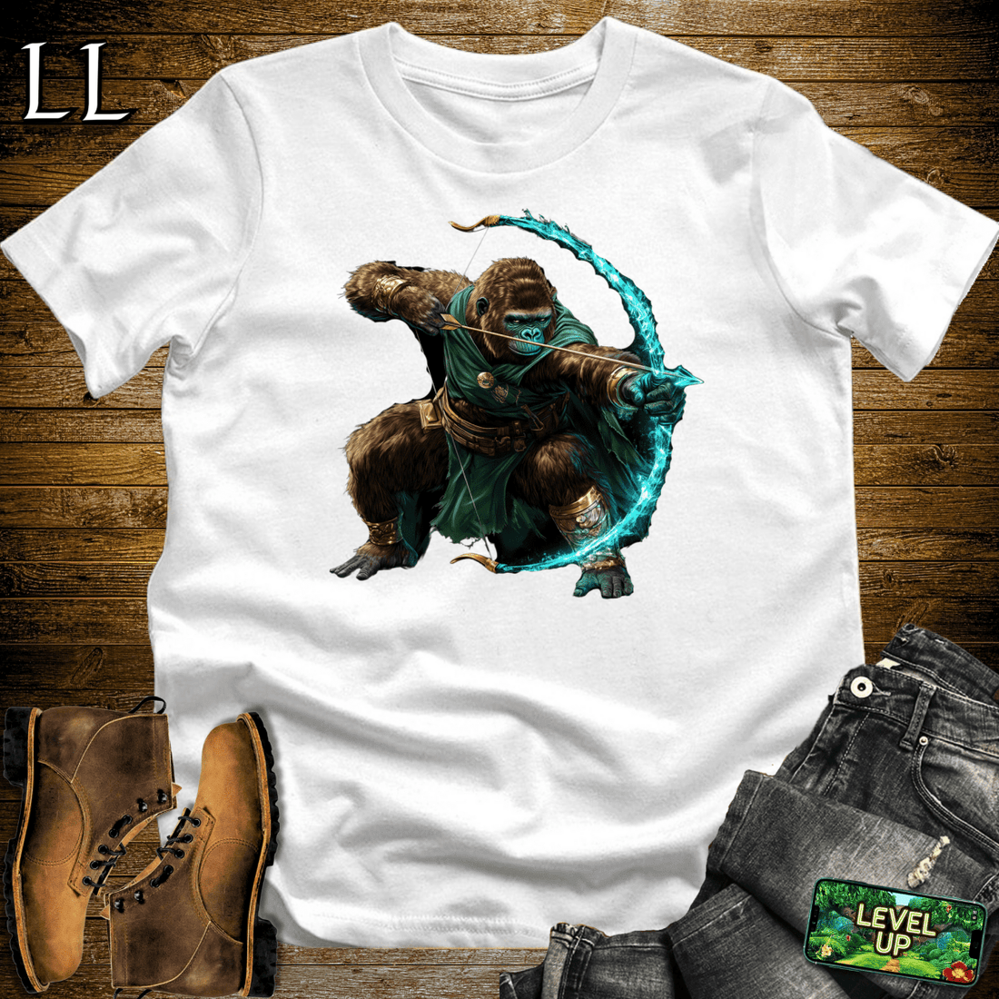 Ancient Bow Gorilla Softstyle Tee White | Warrior Graphic Tee