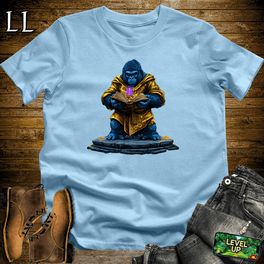 Ancient Mage Gorilla Softstyle Tee Light Blue | Magic Tee