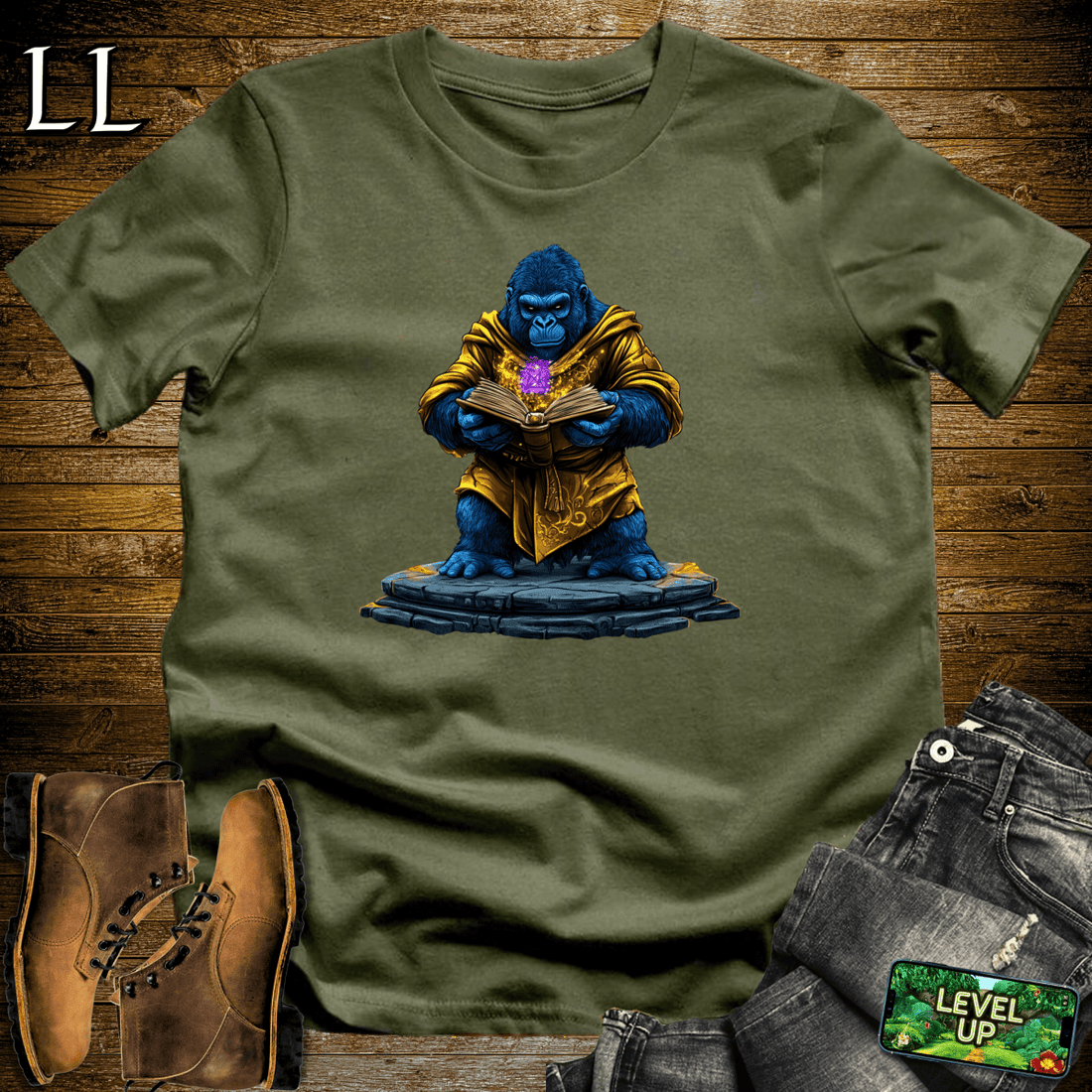 Ancient Mage Gorilla Softstyle Tee Military Green | Magic Tee