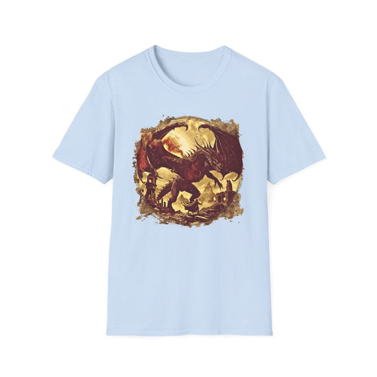 Ancient Runes Dragon Softstyle T-Shirt - Light Blue - LegacyLayers