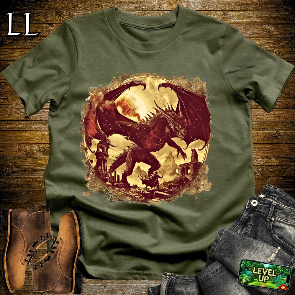 Ancient Runes Dragon Softstyle Tee - Military Green - LegacyLayers