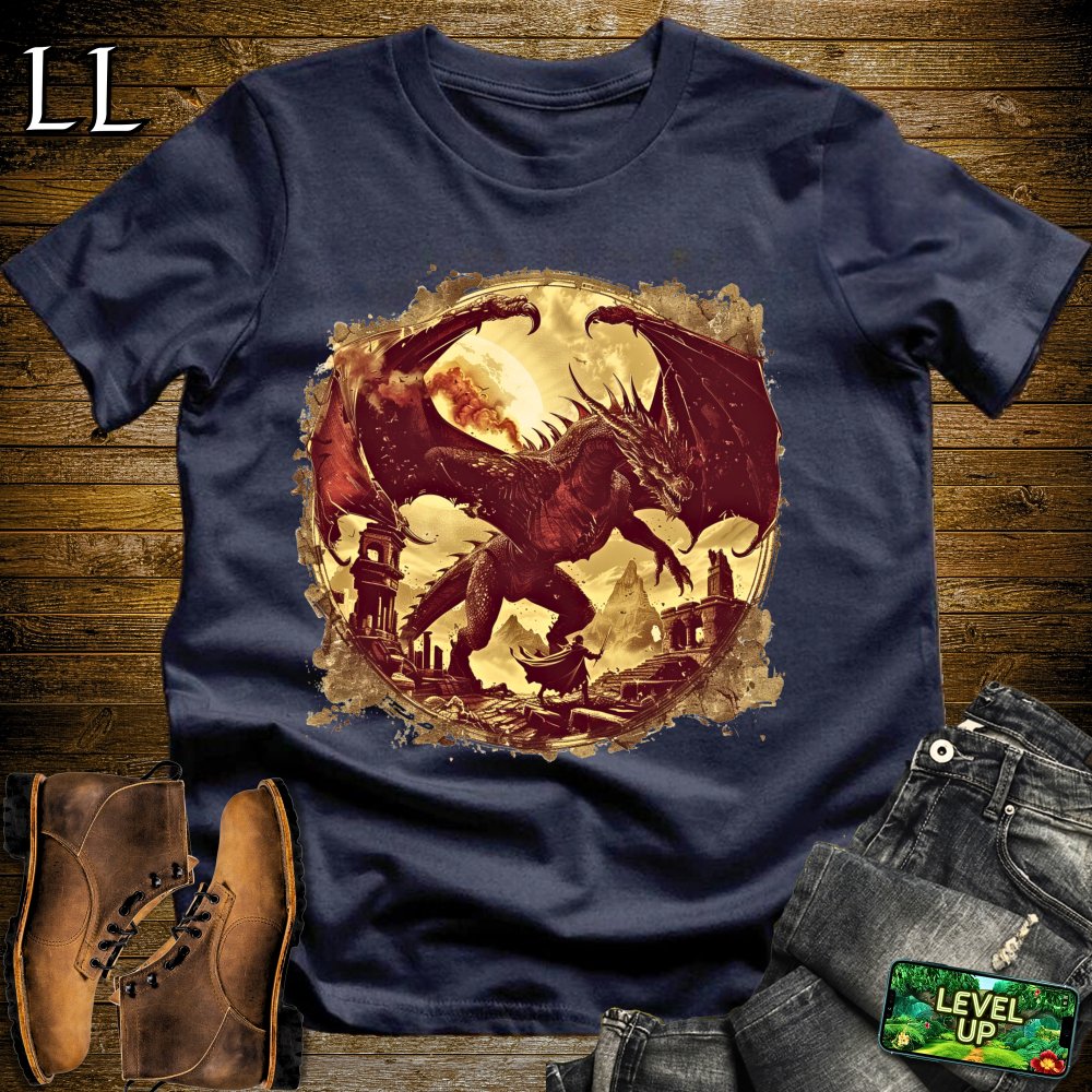 Ancient Runes Dragon Softstyle Tee - Navy - LegacyLayers