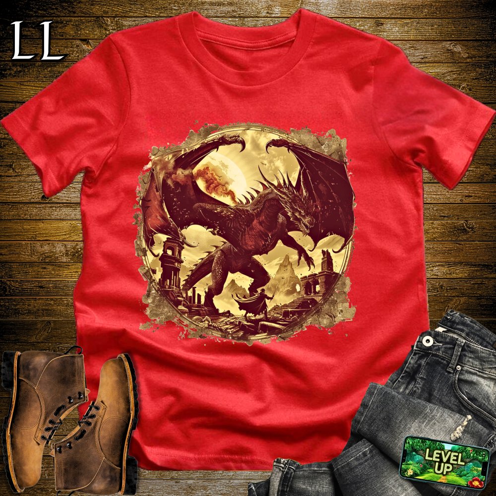 Ancient Runes Dragon Softstyle Tee - Red - LegacyLayers