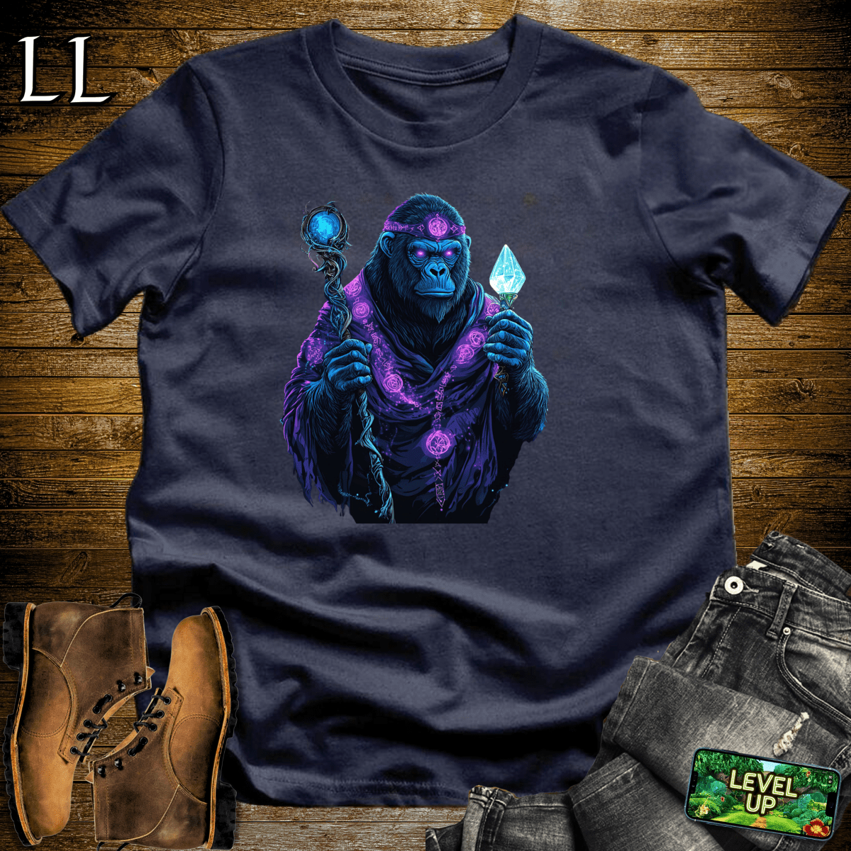 Ancient Sorcerer Gorilla Softstyle Tee - Navy - LegacyLayers