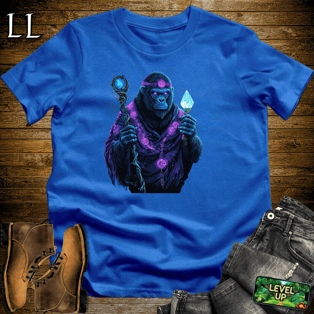 Ancient Sorcerer Gorilla Softstyle Tee Royal | Magic Gorilla Tee