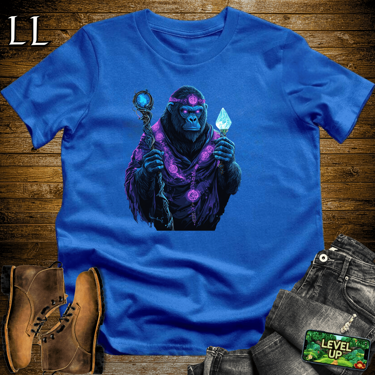 Ancient Sorcerer Gorilla Softstyle Tee - Royal - LegacyLayers