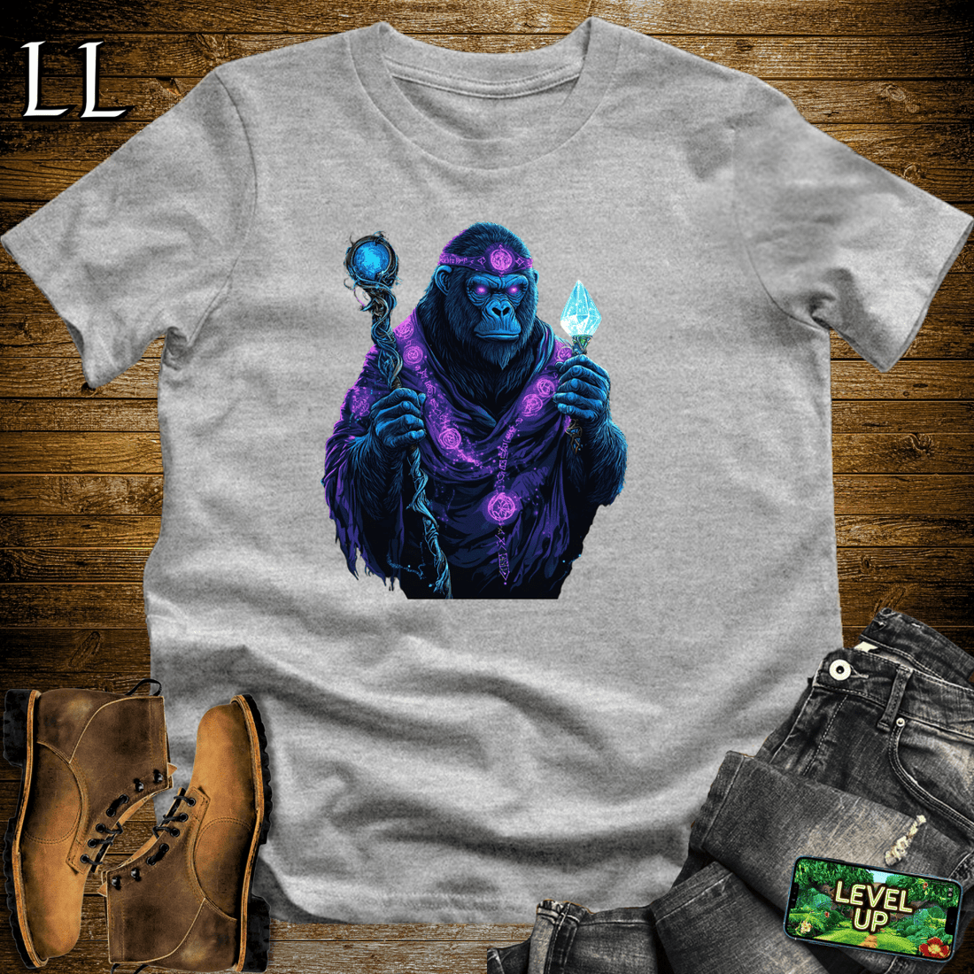 Ancient Sorcerer Gorilla Softstyle Tee Sport Grey | Magic Gorilla Tee