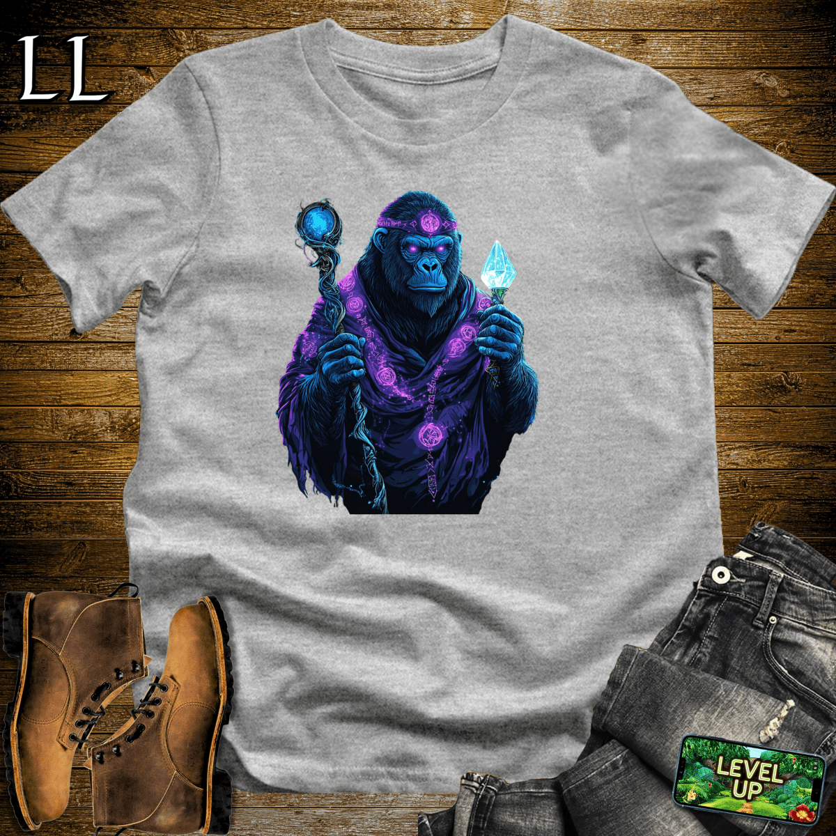Ancient Sorcerer Gorilla Softstyle Tee - Sport Grey - LegacyLayers