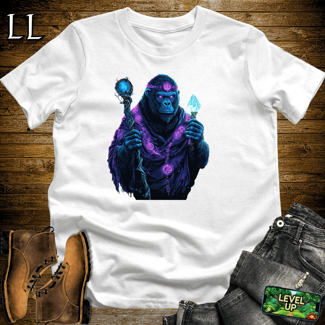 Ancient Sorcerer Gorilla Softstyle Tee White | Magic Gorilla Tee