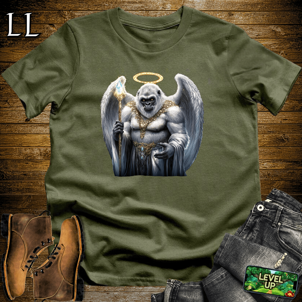 Angel Gorilla Military Green | Spiritual Graphic Tee