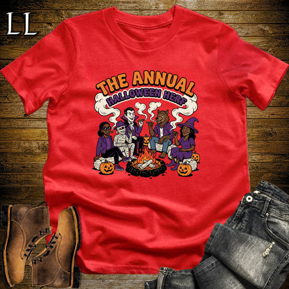 Annual Halloween Herf Monster Fire Pit Cigar T-Shirt Red | Halloween Cigar Herf Tee