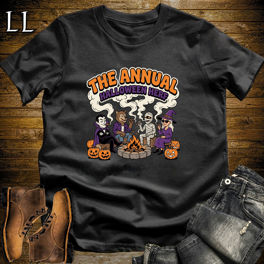 Annual Halloween Herf Monster Fire Pit Cigar T-Shirt Black | Halloween Cigar Herf Tee