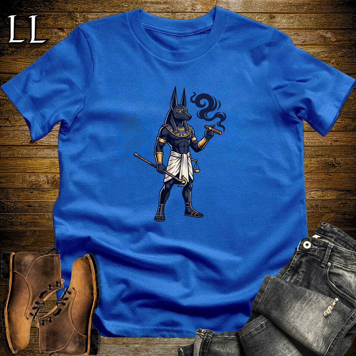 Anubis Egyptian God Cigar T-Shirt Royal | Egyptian God Cigar Tee