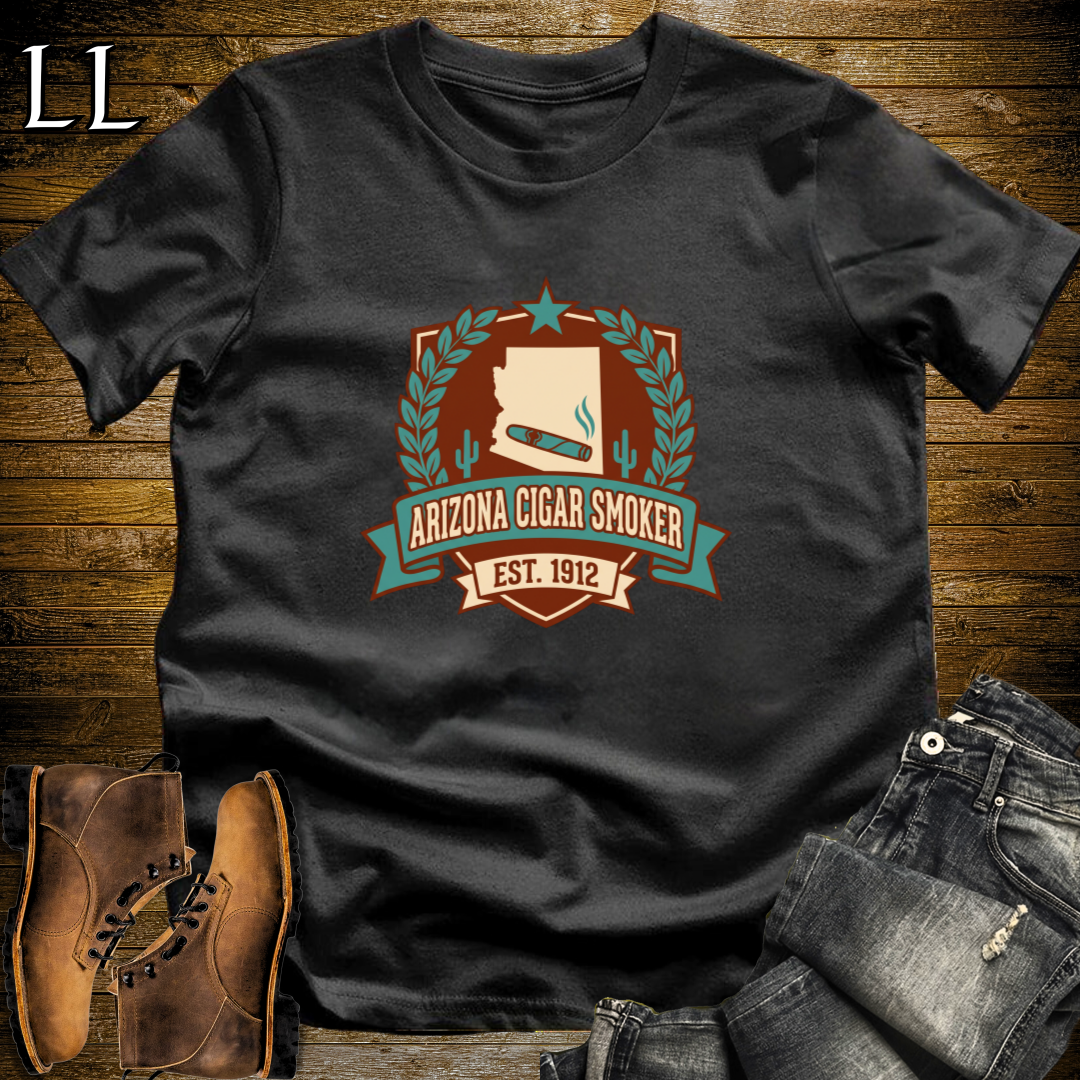 Arizona Cigar Smoker Shield T-Shirt Black | Arizona Cigar Crest Gift Tee