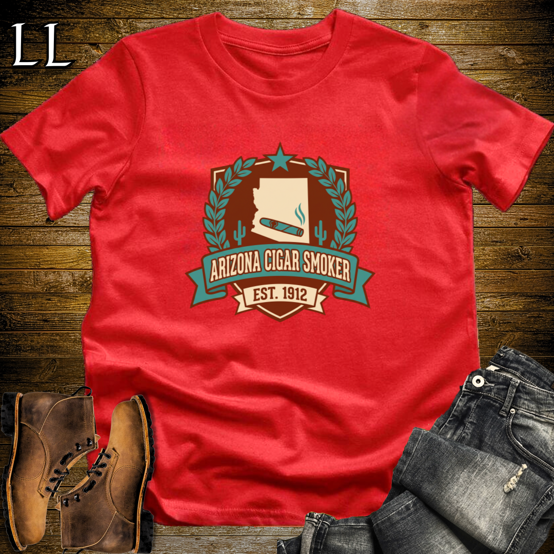 Arizona Cigar Smoker Shield T-Shirt Red | Arizona Cigar Crest Gift Tee