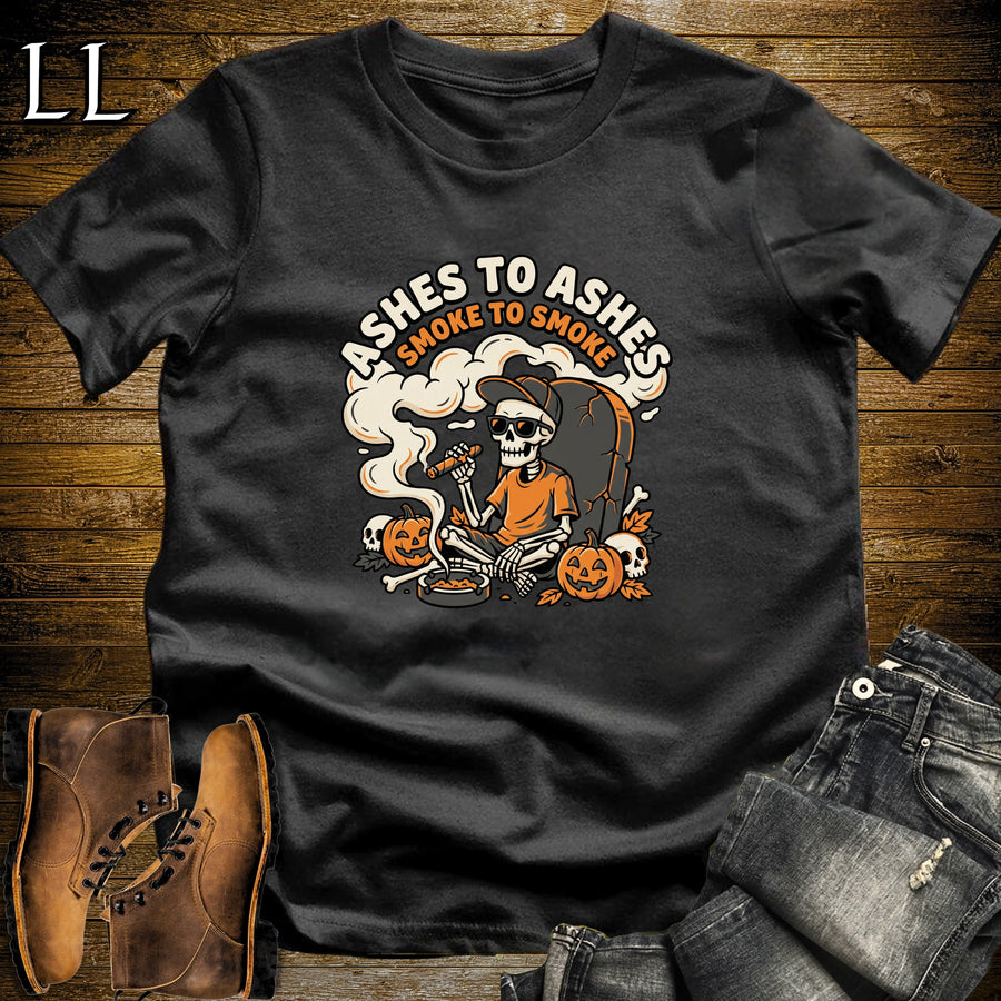 Ashes to Ashes Skeleton Tombstone Ashtray Cigar T-Shirt | Funny Skeleton Cigar Shirt