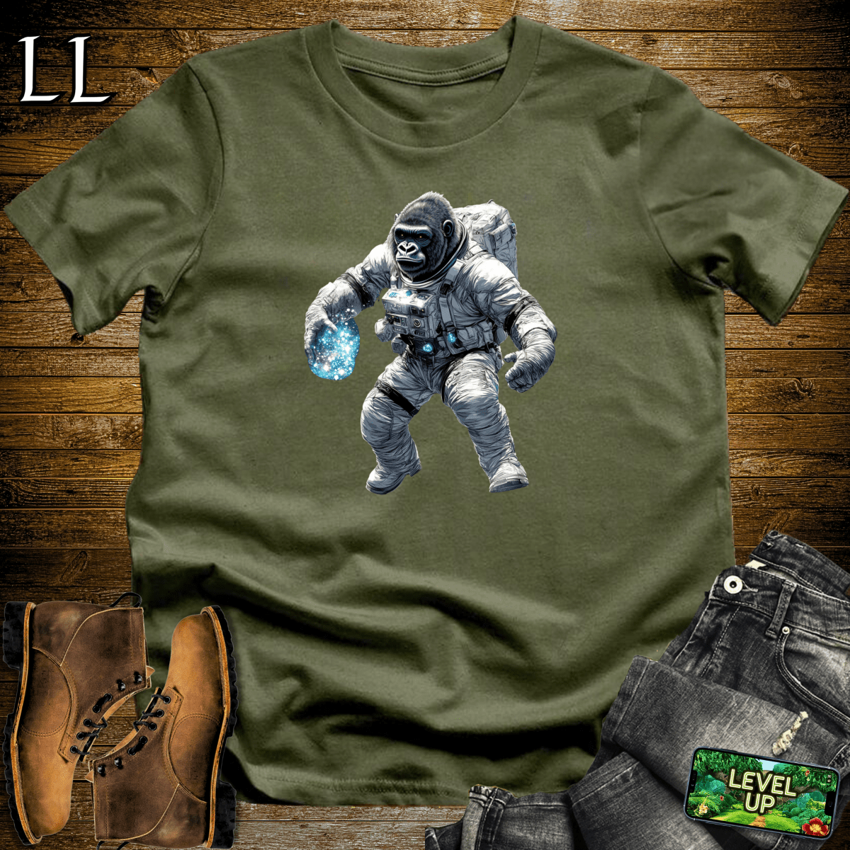 Astronaut Gorilla Softstyle Tee - Military Green - LegacyLayers