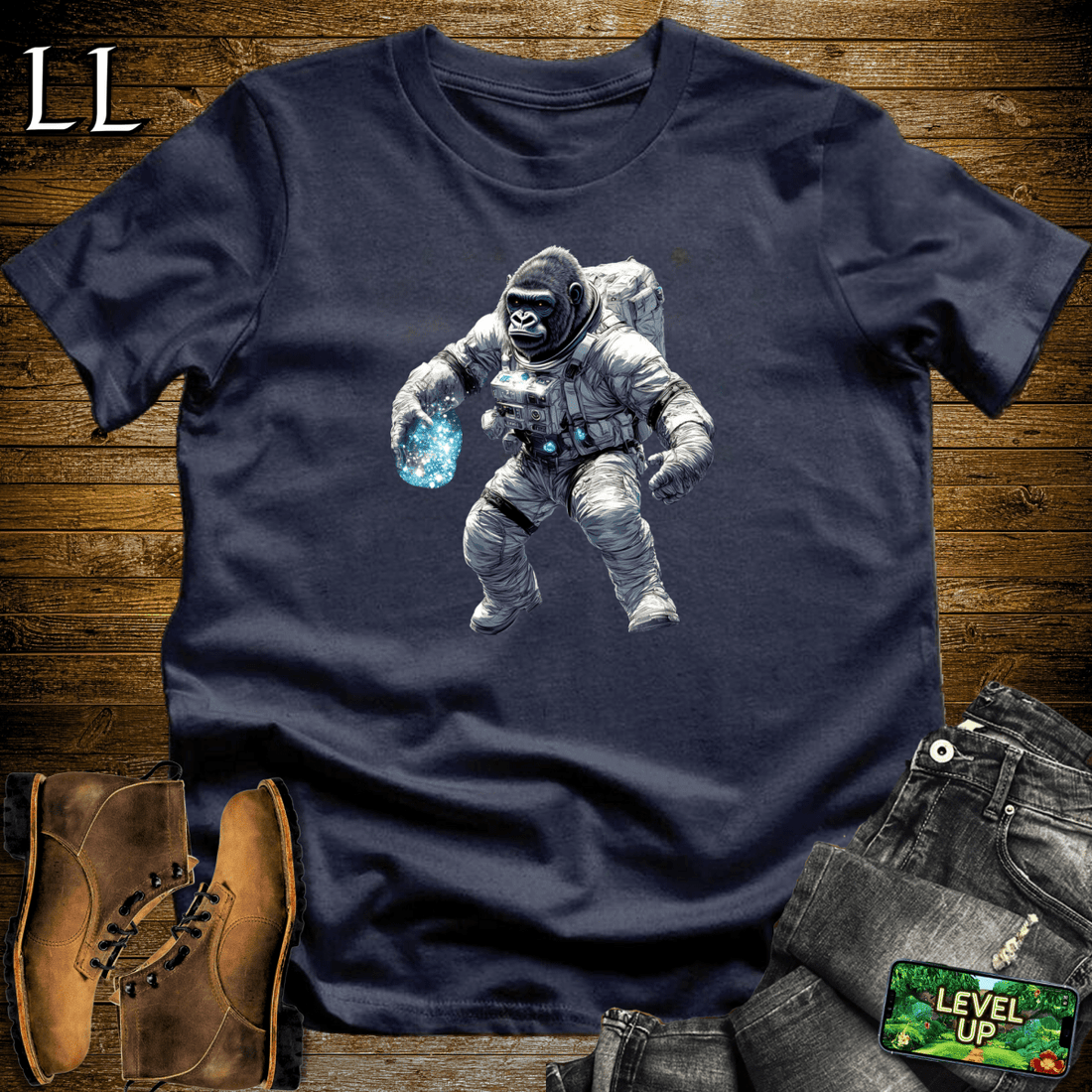 Astronaut Gorilla Softstyle Tee Navy | Space Gift Tee