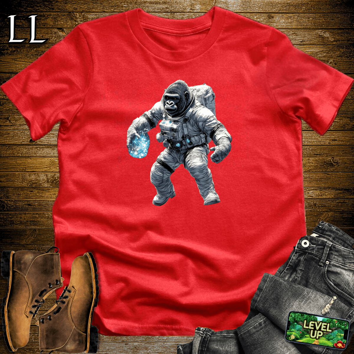 Astronaut Gorilla Softstyle Tee - Red - LegacyLayers