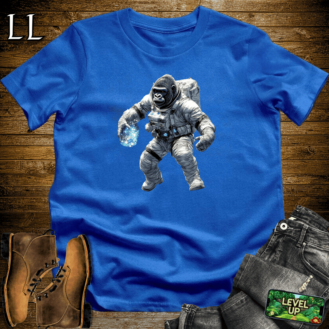 Astronaut Gorilla Softstyle Tee Royal | Space Gift Tee