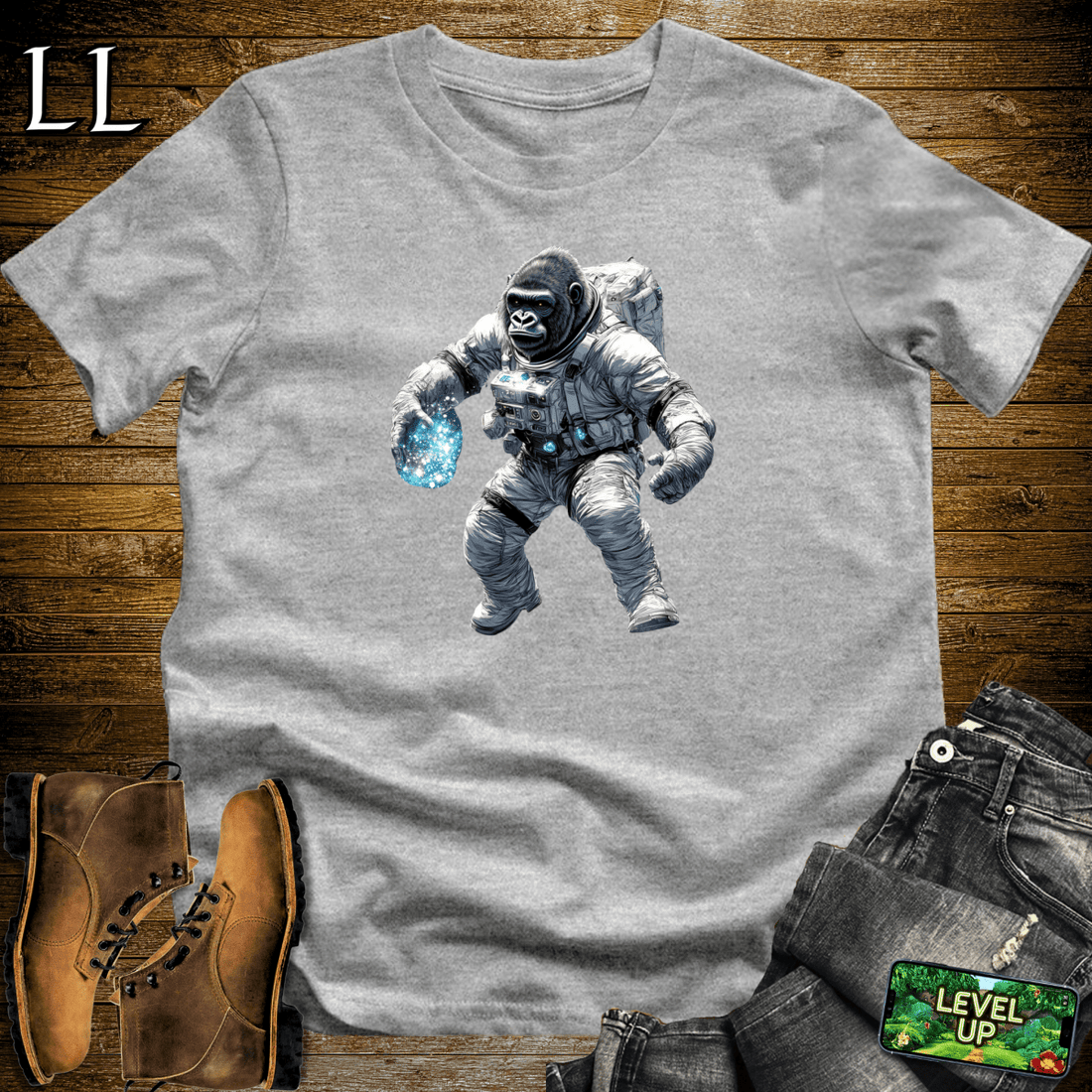 Astronaut Gorilla Softstyle Tee Sport Grey | Space Gift Tee