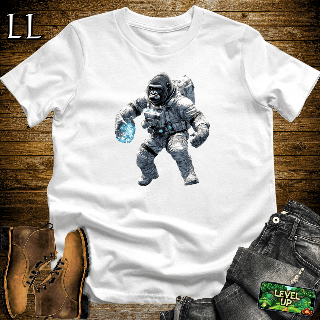 Astronaut Gorilla Softstyle Tee White | Space Gift Tee