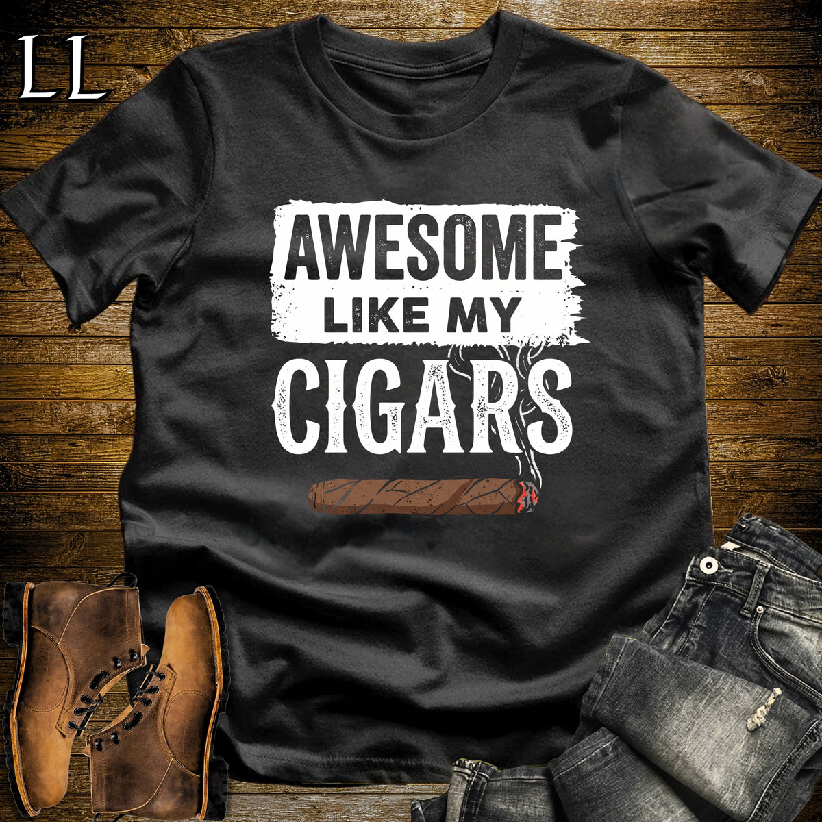 Awesome Like My Cigars T-Shirt Black | Funny Cigar Tee