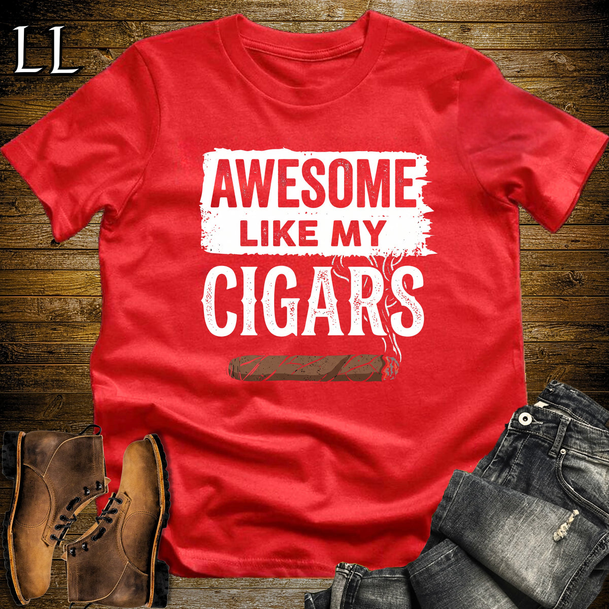 Awesome Like My Cigars T-Shirt Red | Funny Cigar Tee
