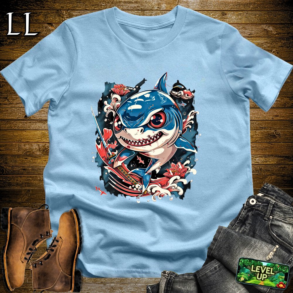 Baby Shark Samurai Light Blue | Kids Adventure Graphic Tee