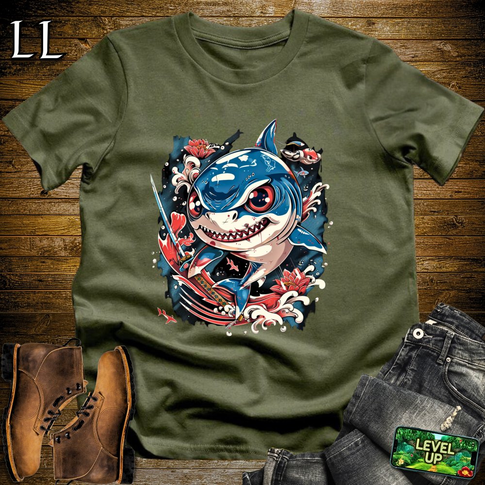 Baby Shark Samurai Softstyle Tee - Military Green - LegacyLayers