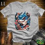 Baby Shark Samurai Sport Grey | Kids Adventure Graphic Tee
