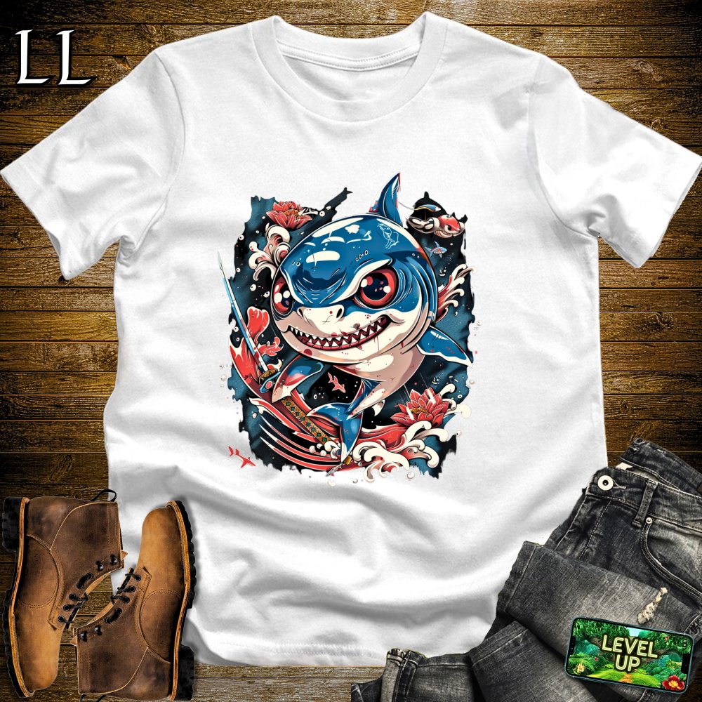 Baby Shark Samurai White | Kids Adventure Graphic Tee