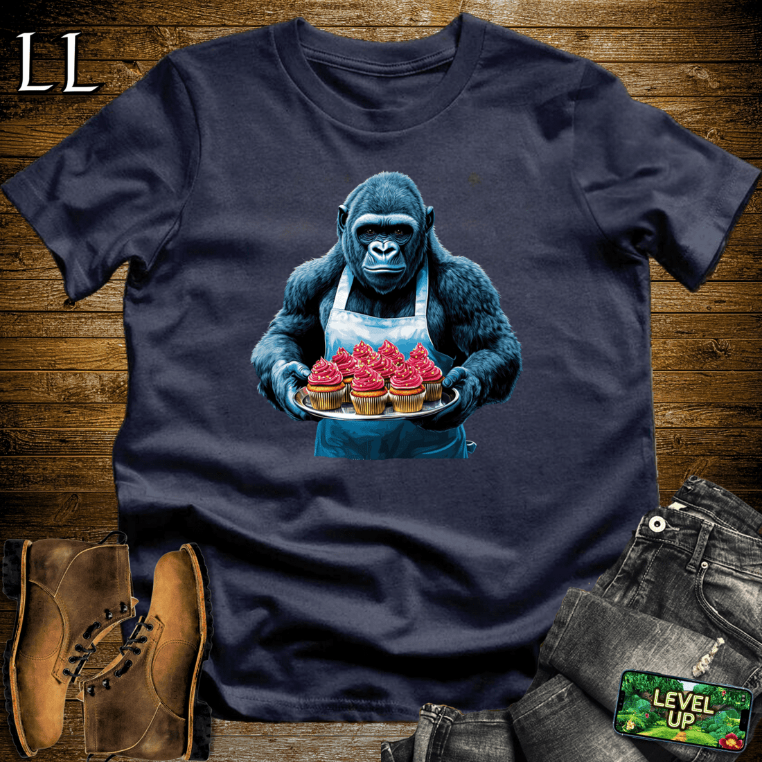 Baker Gorilla Softstyle Tee Navy | Funny Chef Gorilla Tee