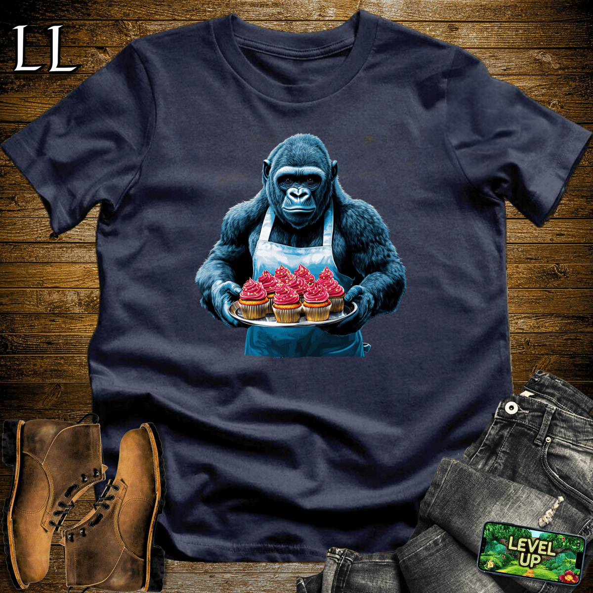 Baker Gorilla Softstyle Tee Navy | Funny Chef Gorilla Tee