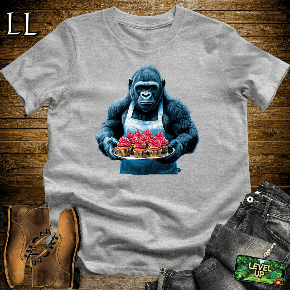 Baker Gorilla Softstyle Tee Sport Grey | Funny Chef Gorilla Tee