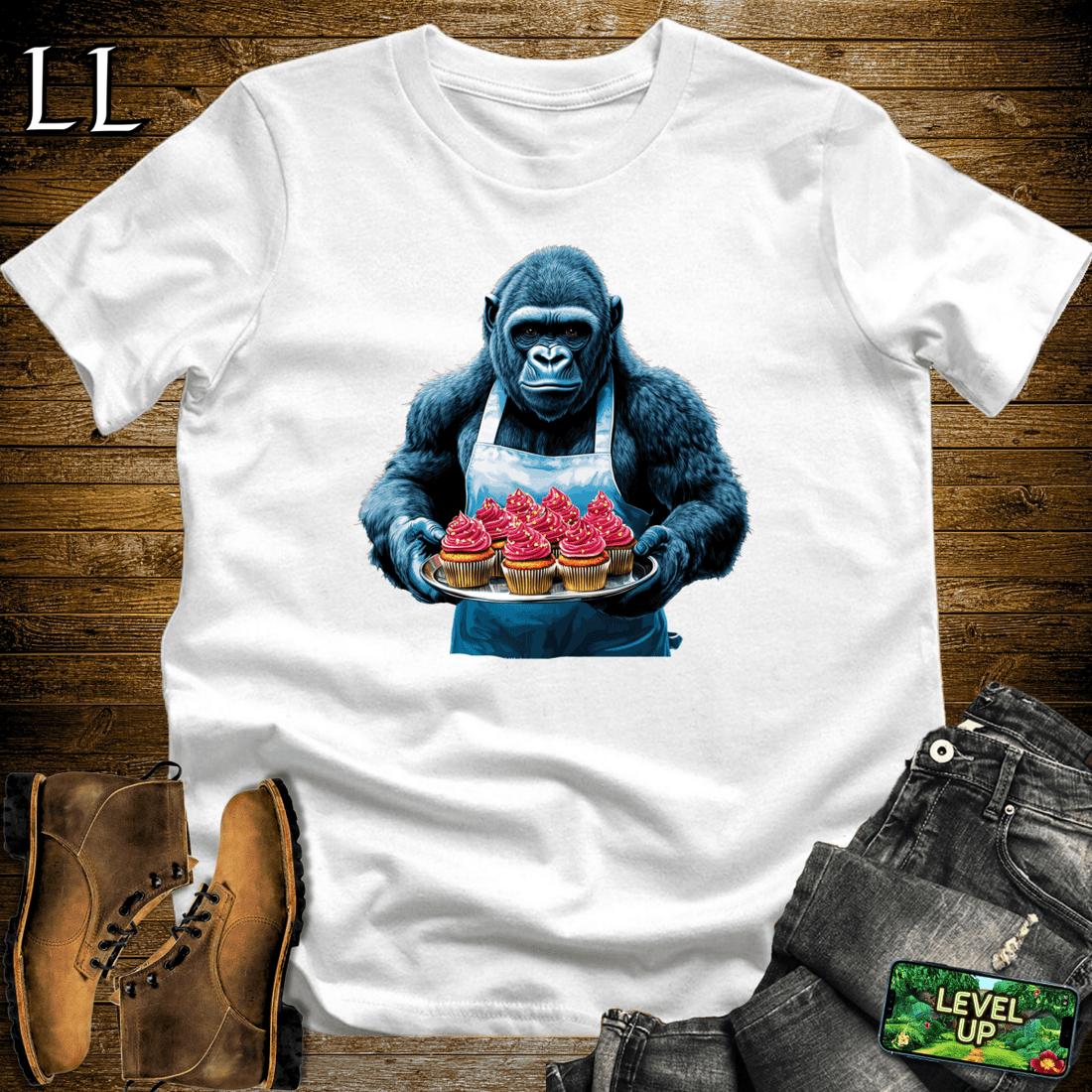 Baker Gorilla Softstyle Tee White | Funny Chef Gorilla Tee