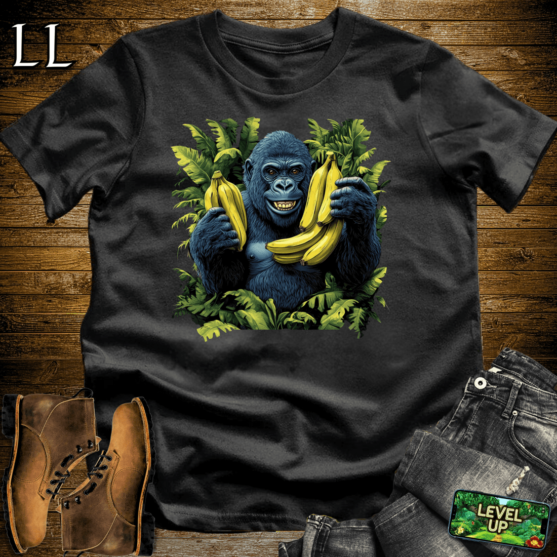 Banana Gorilla Softstyle Tee Black | Funny Animal Tee