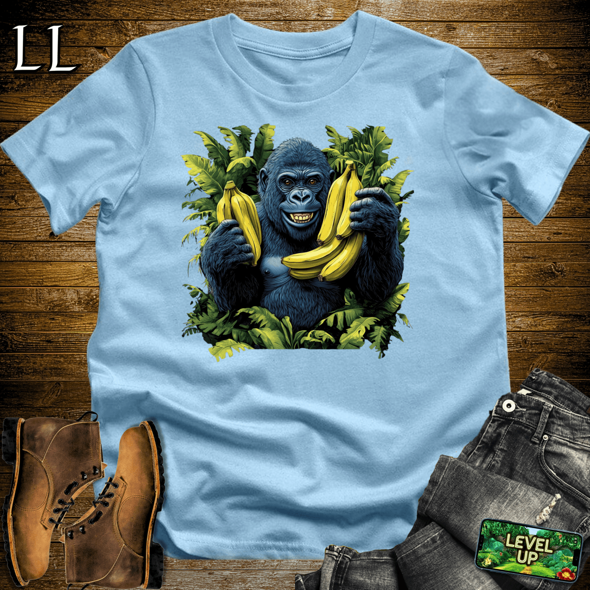 Banana Gorilla Softstyle Tee Light Blue | Funny Animal Tee
