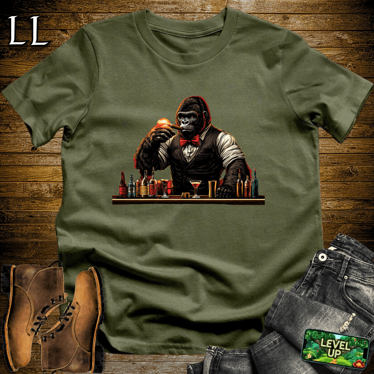 Bartender Gorilla Softstyle Tee - Military Green - LegacyLayers