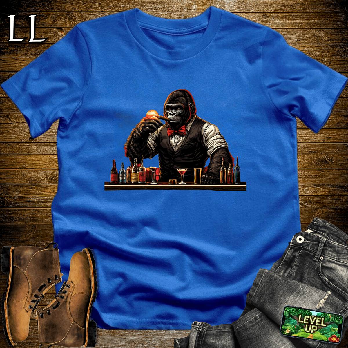 Bartender Gorilla Softstyle Tee - Royal - LegacyLayers