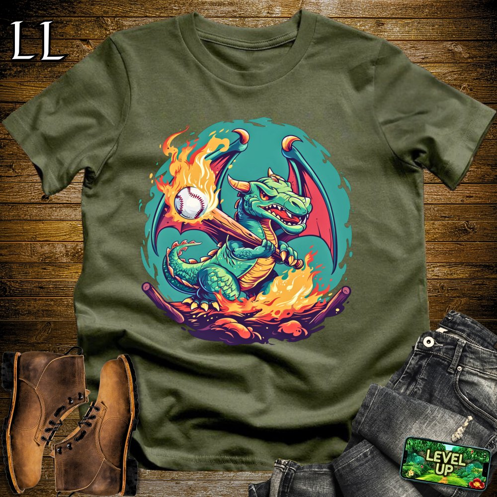 Baseball Dragon Softstyle Tee - Military Green - LegacyLayers