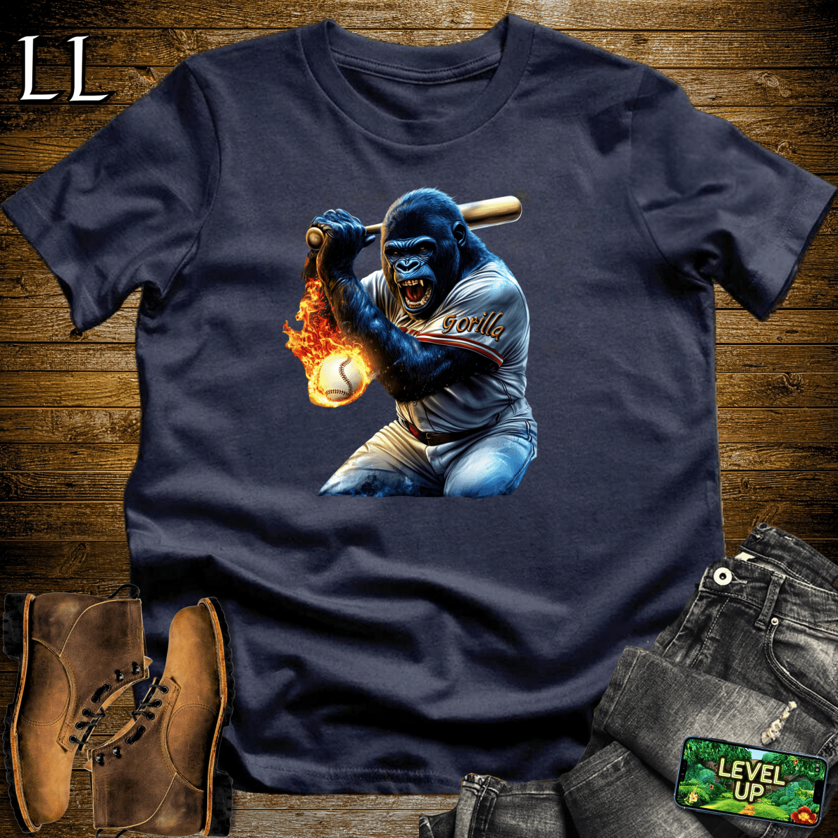Baseball Gorilla Softstyle Tee - Navy - LegacyLayers
