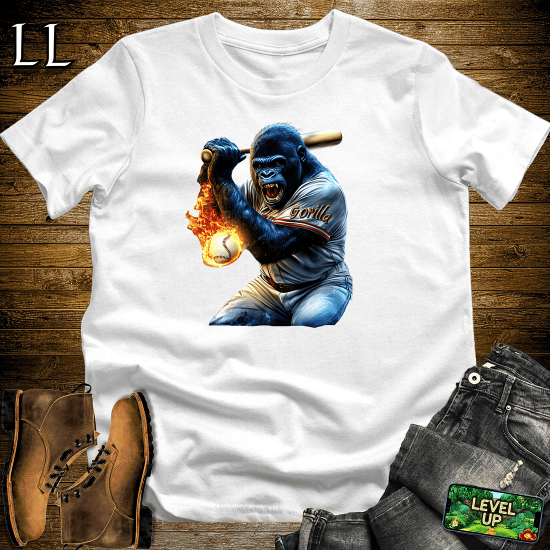 Baseball Gorilla Softstyle Tee White | Sports Fan Gift