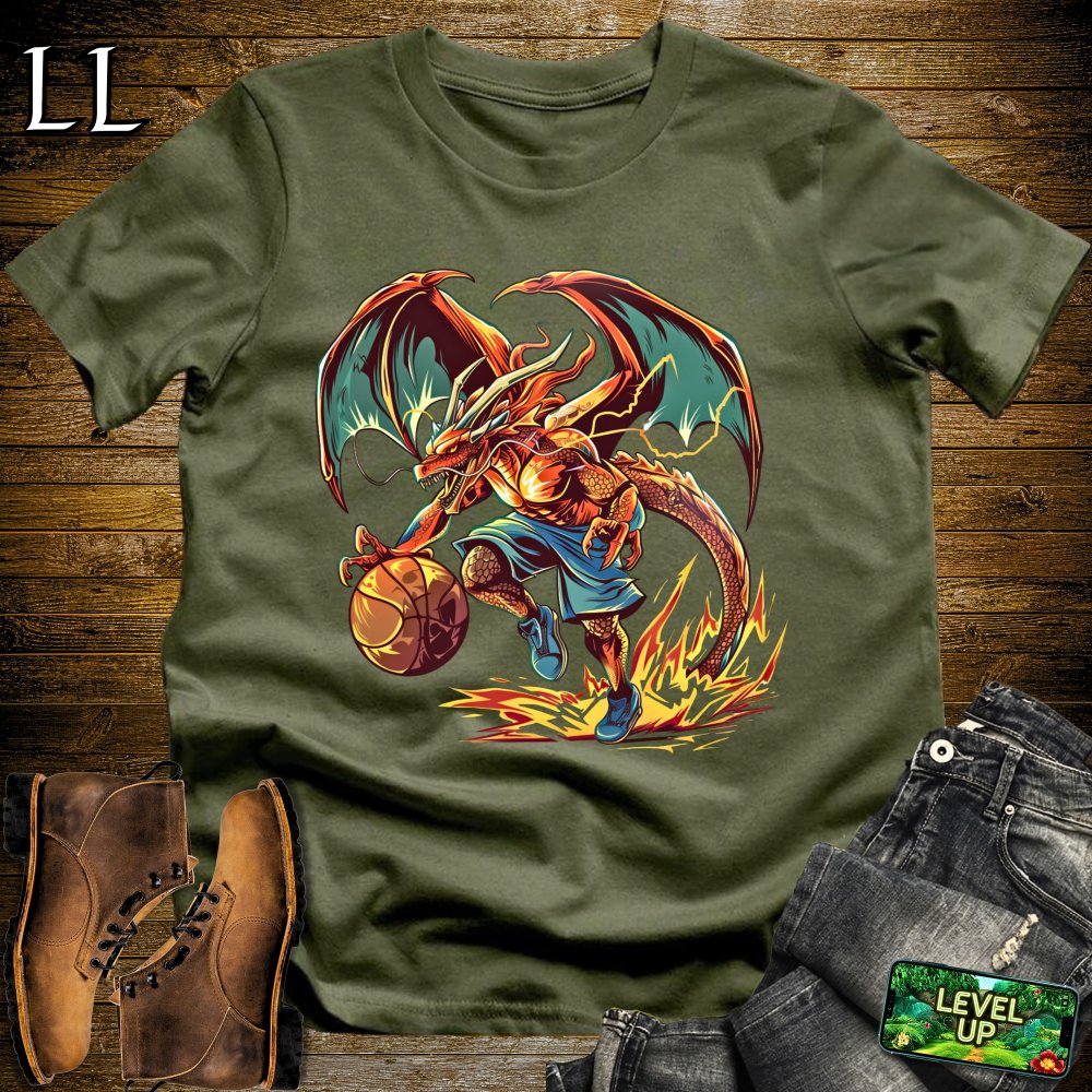 Basketball Dragon Softstyle Tee - Military Green - LegacyLayers