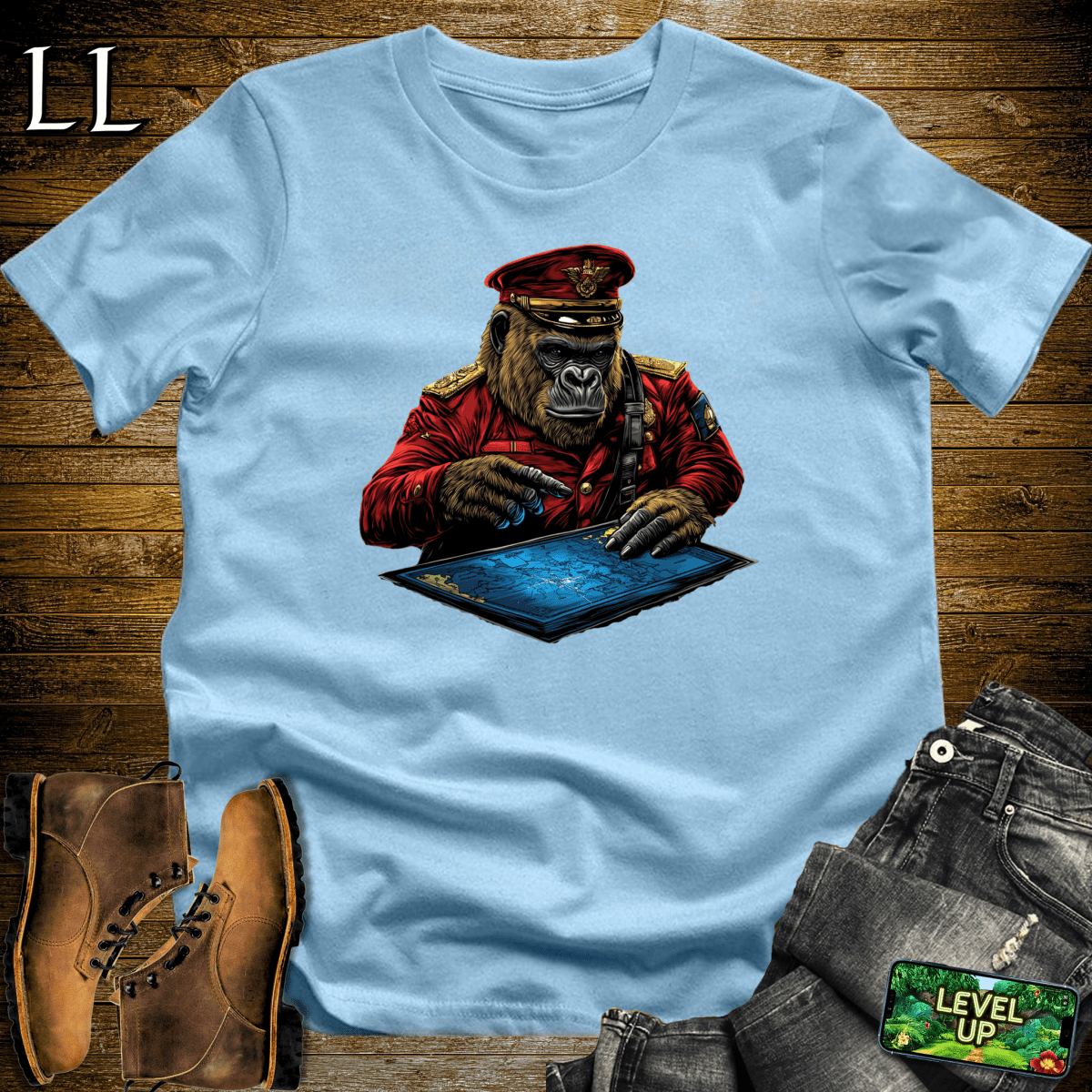 Battle Commander Gorilla Softstyle Tee Light Blue | Tactical Tee